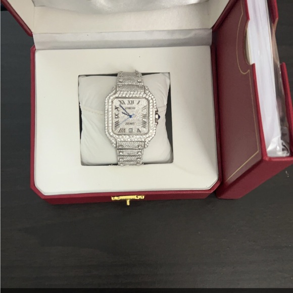Cartier Silver Watch with Blue Accents - Picture 1 of 2